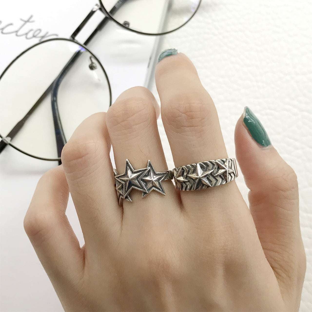 Five-pointed Star Design, Sterling Silver Jewelry, Stylish Vintage Ring - available at Sparq Mart