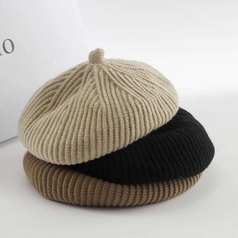 Knit Hat Fashion, Solid Color Caps, Stylish Wool Beanie - available at Sparq Mart