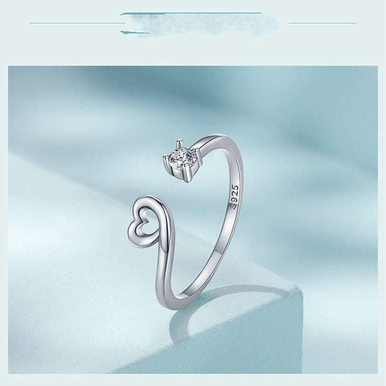 Adjustable Heart Ring, Heart-Shaped Statement Ring, Zircon Fashion Jewelry - available at Sparq Mart