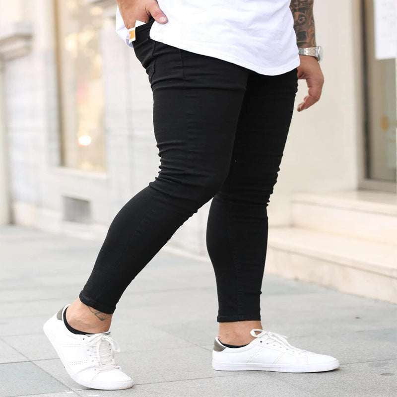 Comfortable Black Denim, European Style Jeans, Versatile Skinny Jeans - available at Sparq Mart