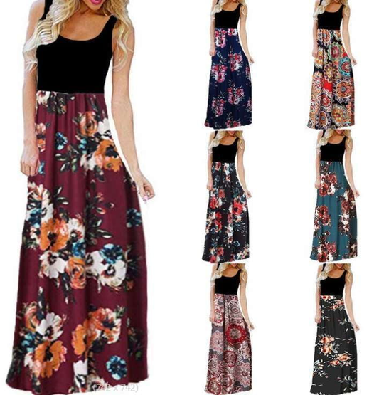 Colorful Patchwork Sundress, Floral Sundress Women, Printed Summer Dress - available at Sparq Mart