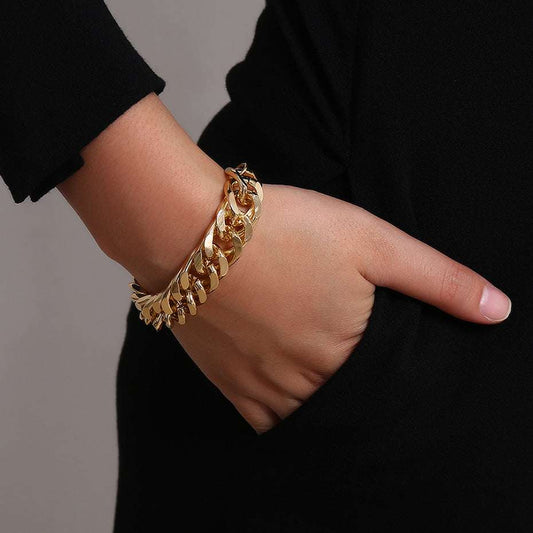 Cubic Zirconia Bracelet, Fashion Punk Accessories, Thick Cuban Chain - available at Sparq Mart