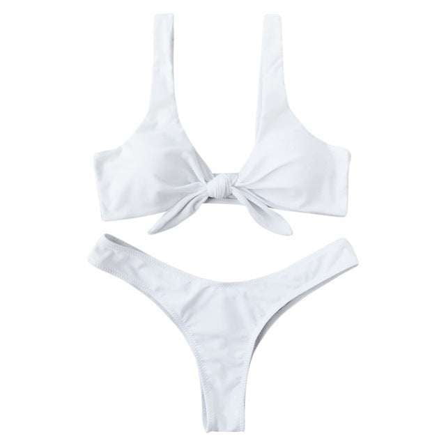 Padded Bikini Set, Trendy Knotted Bikini - available at Sparq Mart