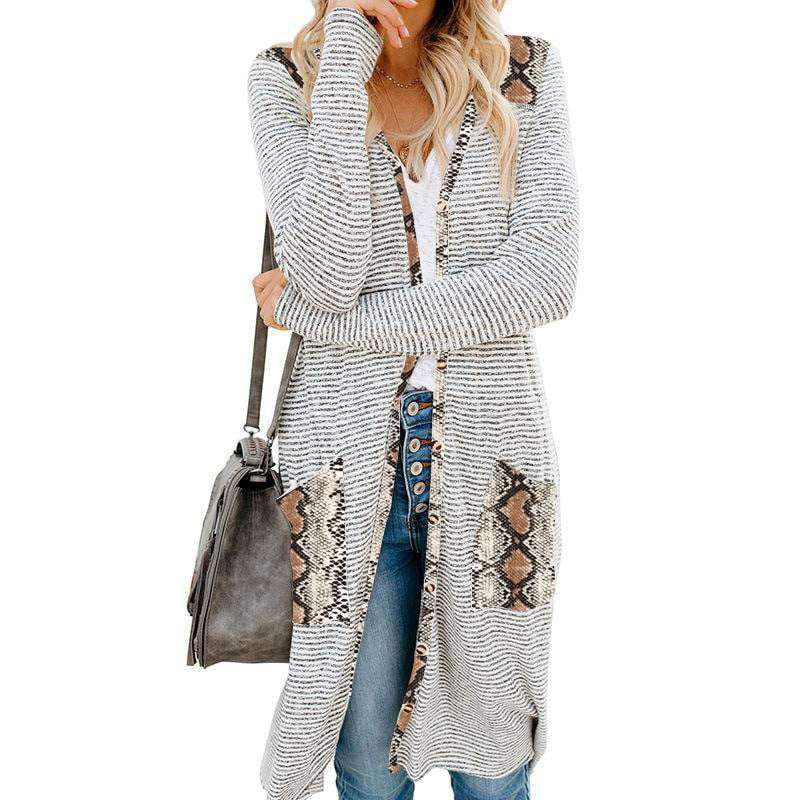 Stylish Knit Cardigan, Versatile Casual Cardigan, Women's Mid-Length Sweater - available at Sparq Mart