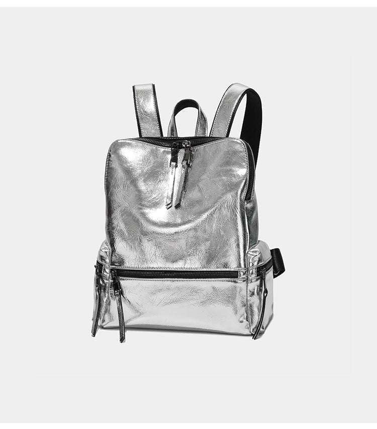 Reflective Trendy Backpack, Silver Backpack Women, Spring Summer Backpack - available at Sparq Mart