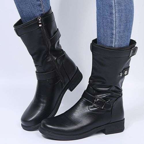 Comfortable Ankle Boots, Side Zipper Booties, Square Heel Footwear - available at Sparq Mart