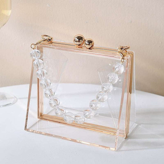 Detachable Chain Handbag, Evening Clutch Accessory, Stylish Transparent Clutch - available at Sparq Mart