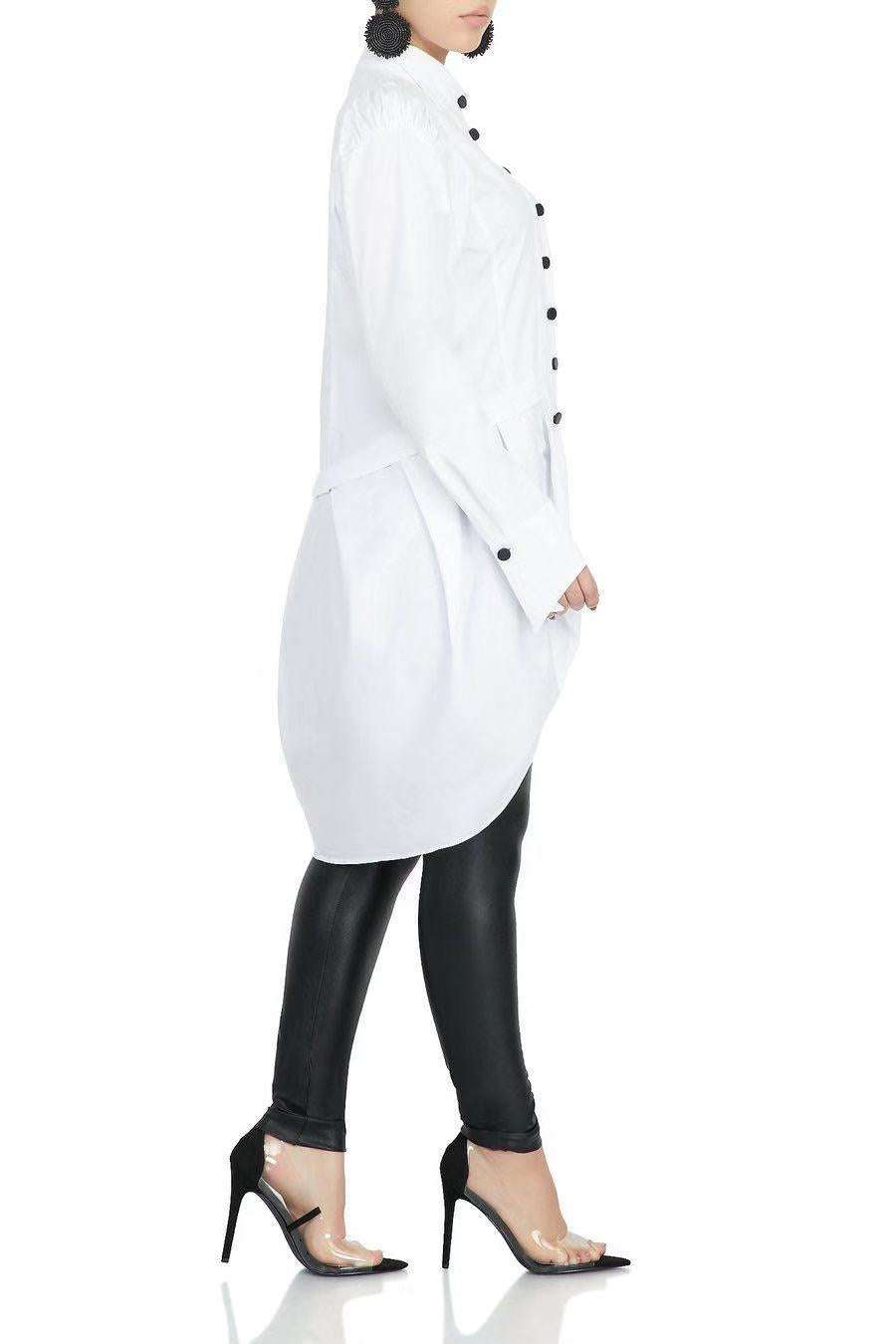 Elegant shirt dress, Fashionable white dress, Stylish white shirt - available at Sparq Mart