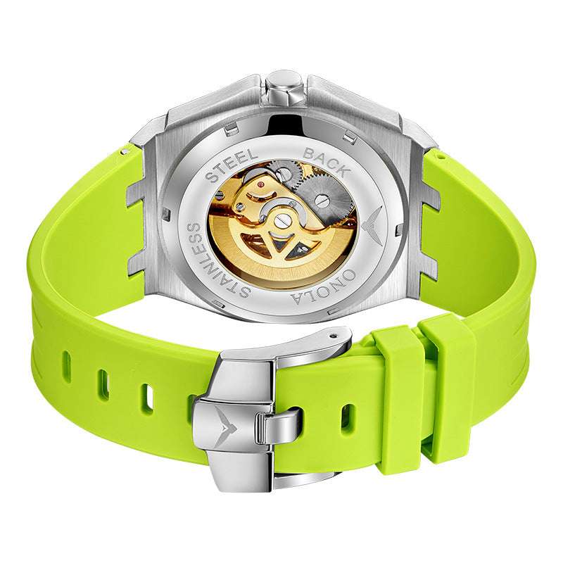 Men's Automatic Watch, Silicone Band Watch, Waterproof Mechanical Watch - available at Sparq Mart