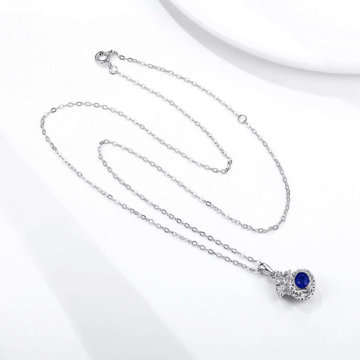 Blessing Bag Necklace, S925 Silver, Sapphire Pendant - available at Sparq Mart