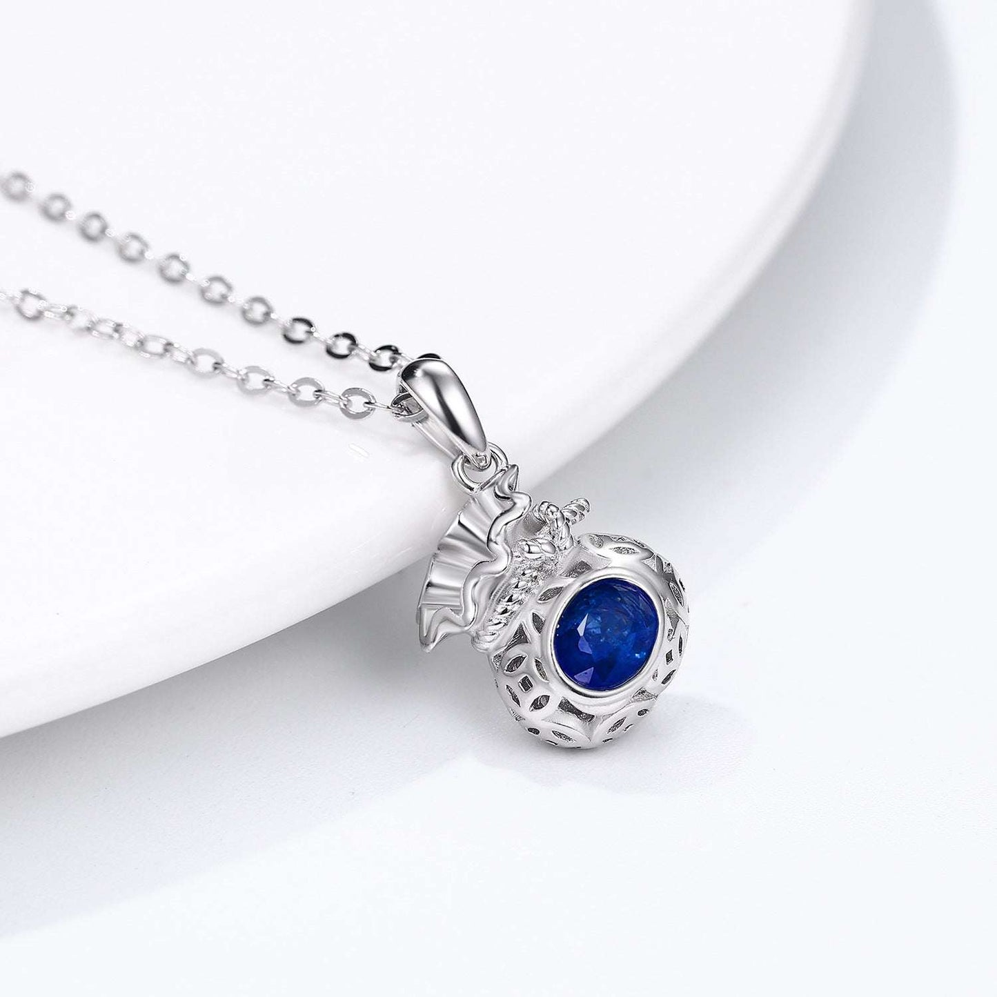 Blessing Bag Necklace, S925 Silver, Sapphire Pendant - available at Sparq Mart