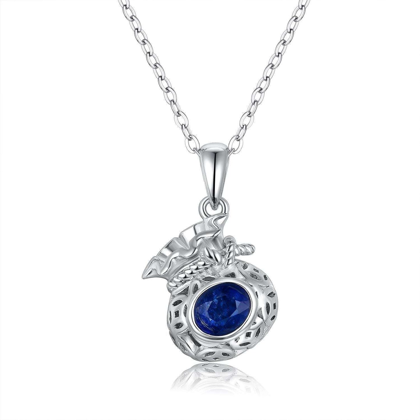 Blessing Bag Necklace, S925 Silver, Sapphire Pendant - available at Sparq Mart