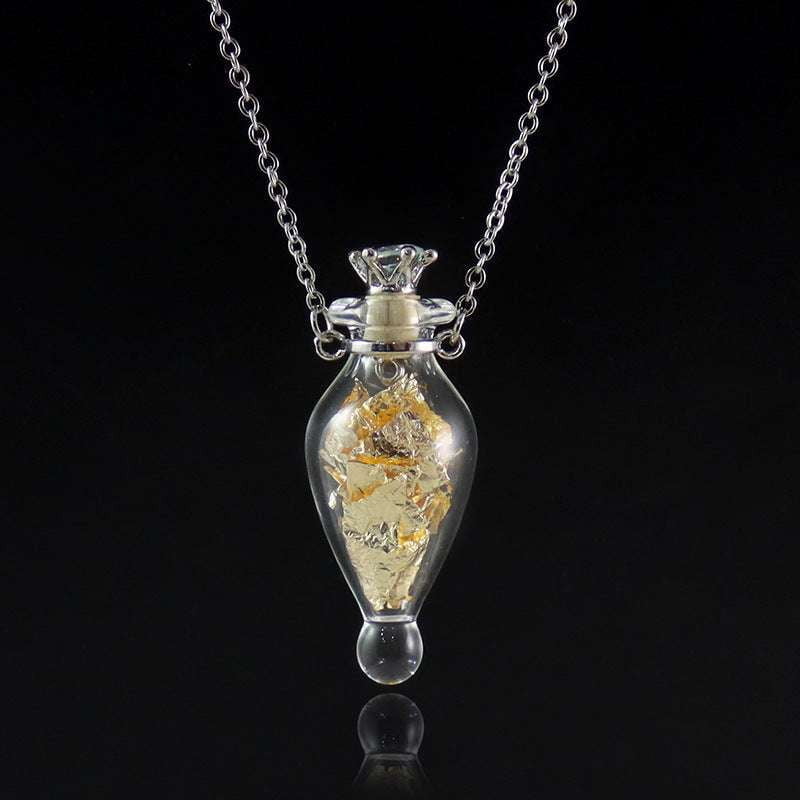 Glass Bottle Necklace, Transparent Necklace, Water Drop Necklace - available at Sparq Mart