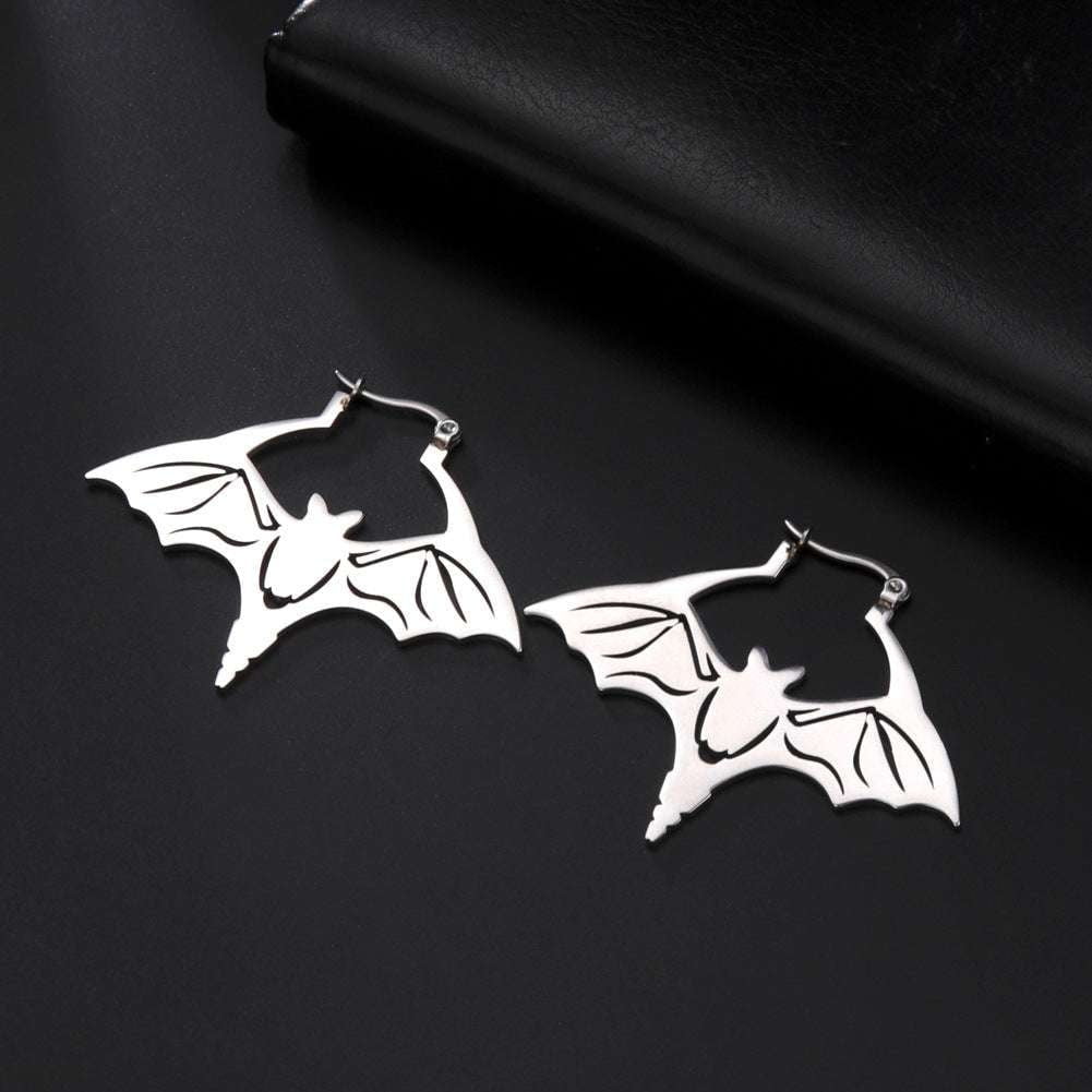 Gothic bat earrings, Steel bat jewelry, Titanium bat earrings - available at Sparq Mart