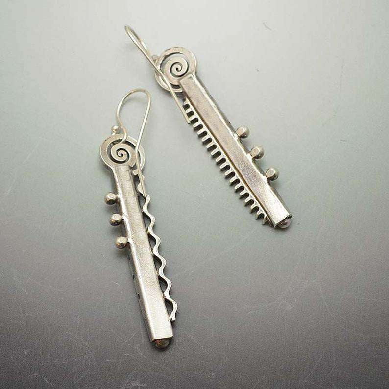 Abstract Creative Earrings, Rainbow Zigzag Earrings, Silver Tooth Earrings - available at Sparq Mart