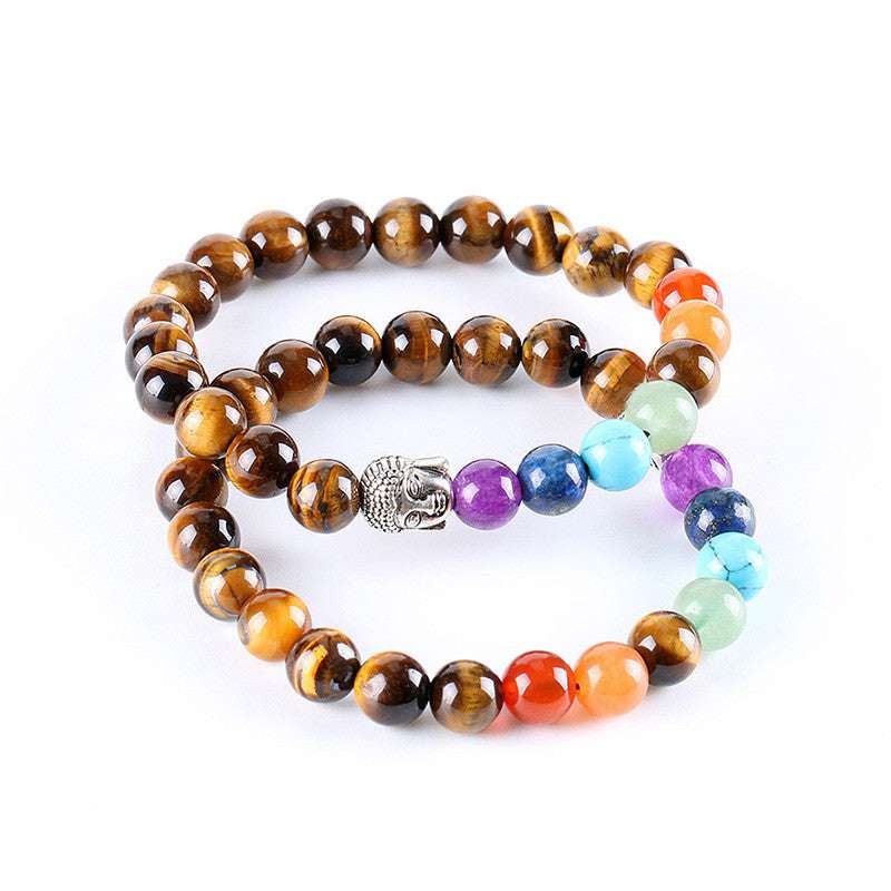 7 Chakra Energy Jewelry, Silver Buddha Bracelet, Yoga Stone Bracelet - available at Sparq Mart