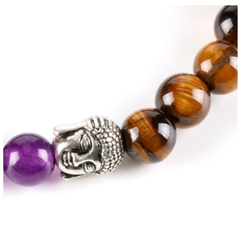 7 Chakra Energy Jewelry, Silver Buddha Bracelet, Yoga Stone Bracelet - available at Sparq Mart