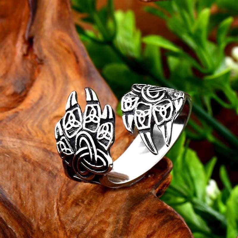 Bear Steel Ring, Nordic Jewelry Fashion, Viking Claw Ring - available at Sparq Mart