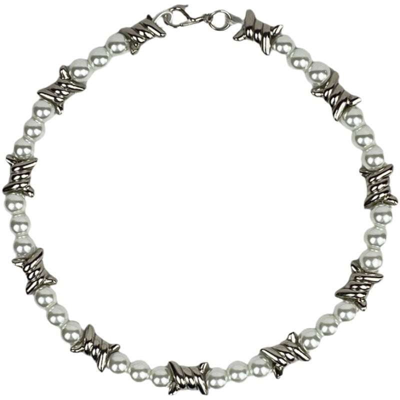 edgy jewelry accessory, punk pearl necklace, unisex necklace fashion - available at Sparq Mart