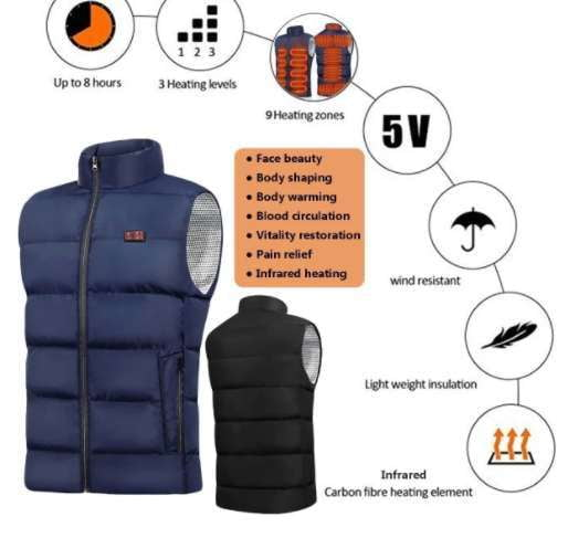 Heated Vest Men, Smart Warming Apparel, USB Thermal Vest - available at Sparq Mart