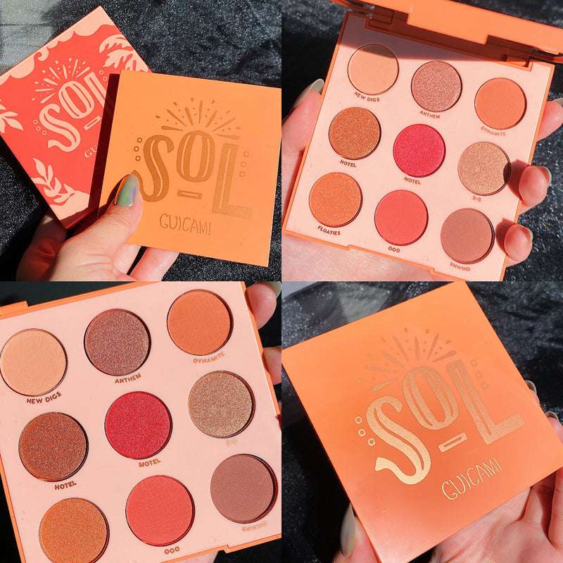 nine-color fruit eyeshadow tray, peach strawberry orange eyeshadow tray, pearl sequins daily eyeshadow palette - available at Sparq Mart