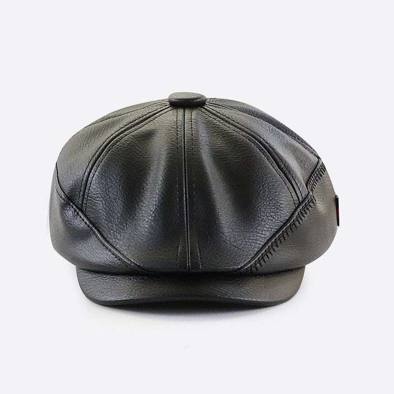 Adjustable Flat Caps, Leather Octagonal Hat, Vintage Newsboy Cap - available at Sparq Mart