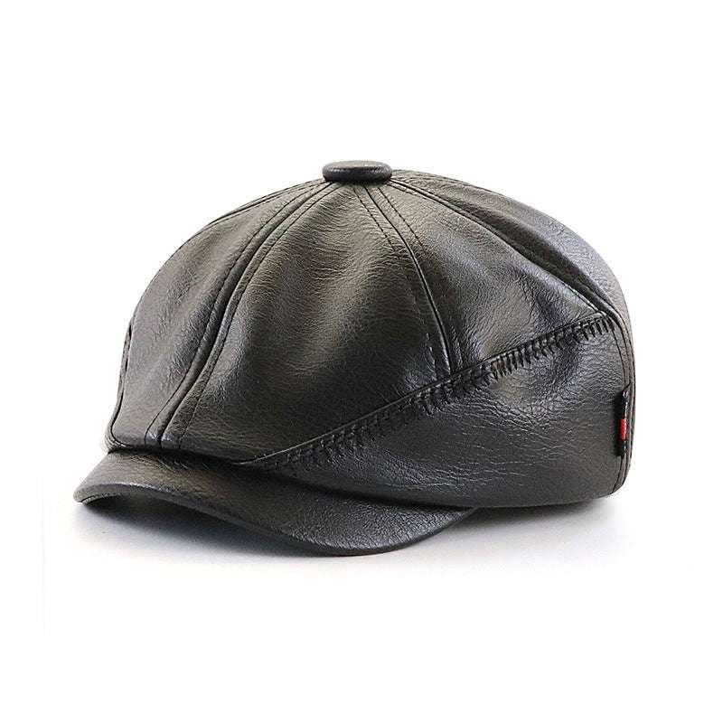 Adjustable Flat Caps, Leather Octagonal Hat, Vintage Newsboy Cap - available at Sparq Mart