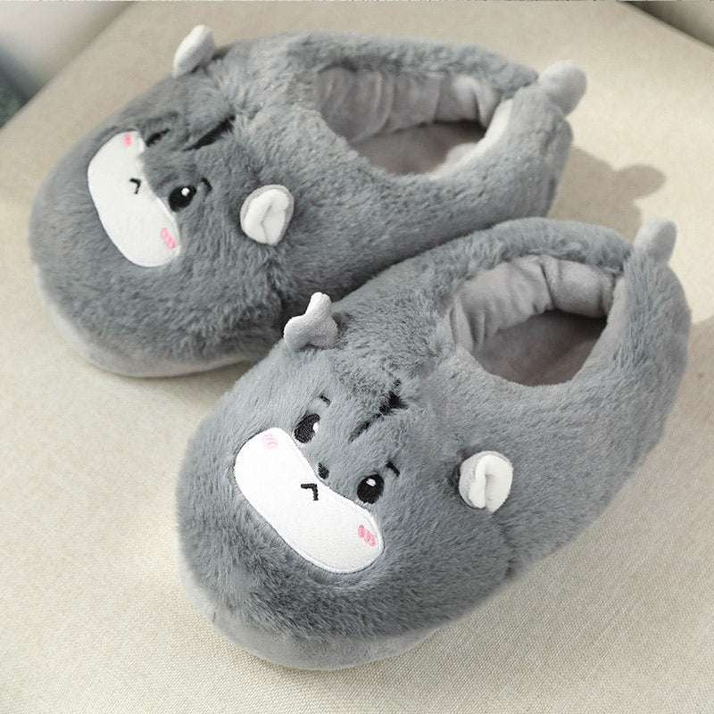 Dinosaur Plush Shoes, Non-slip Hamster Footwear, Warm Cartoon Slippers - available at Sparq Mart