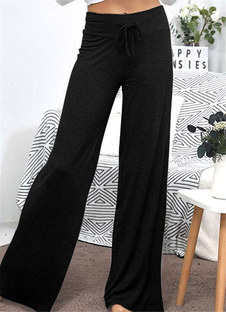 Comfortable Wide Pants, Elastic Waist Trousers, High Waist Pants - available at Sparq Mart