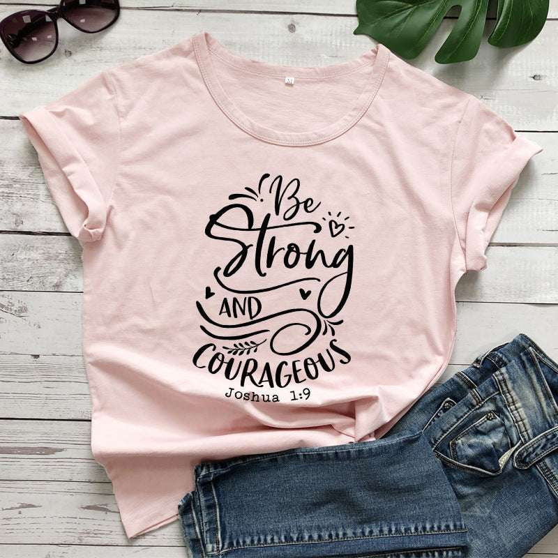 Casual Cotton Tops, Comfortable Women's Tees, Inspirational Lettering Shirts - available at Sparq Mart