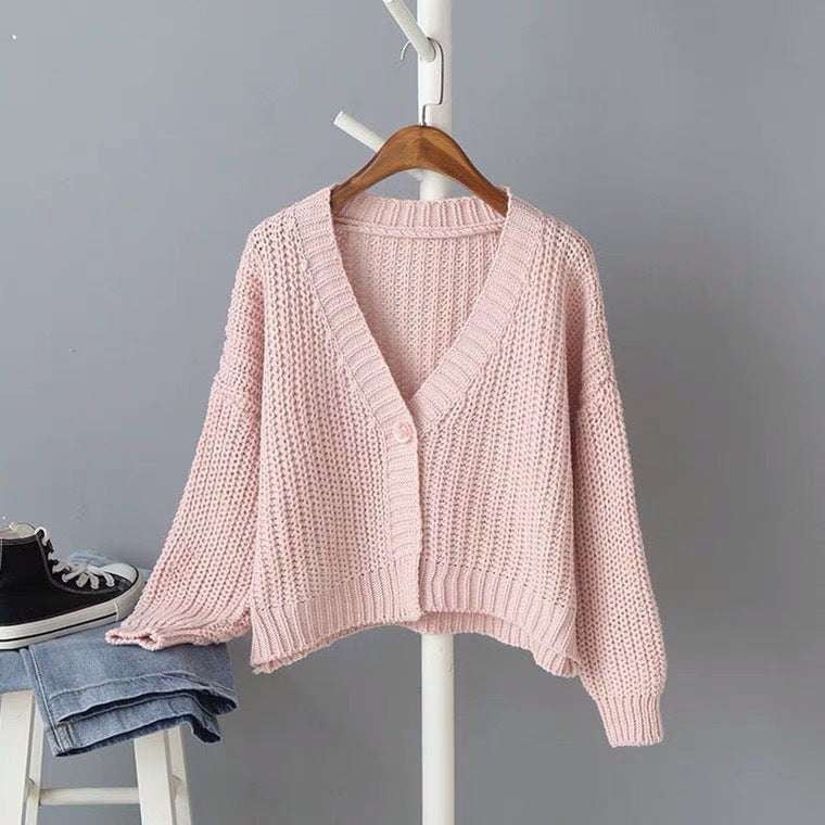 Autumn Coat Women, Baggy Short Sweater, Soft Thick Cardigan - available at Sparq Mart