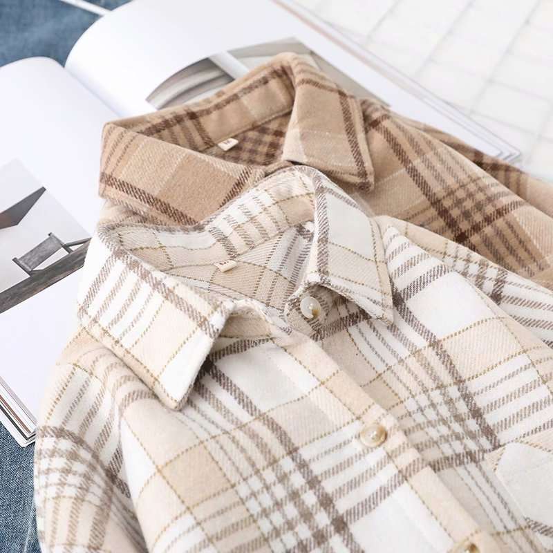 Casual Loose Shirt, Single-Breasted Shirt, Woolen Plaid Shirt - available at Sparq Mart