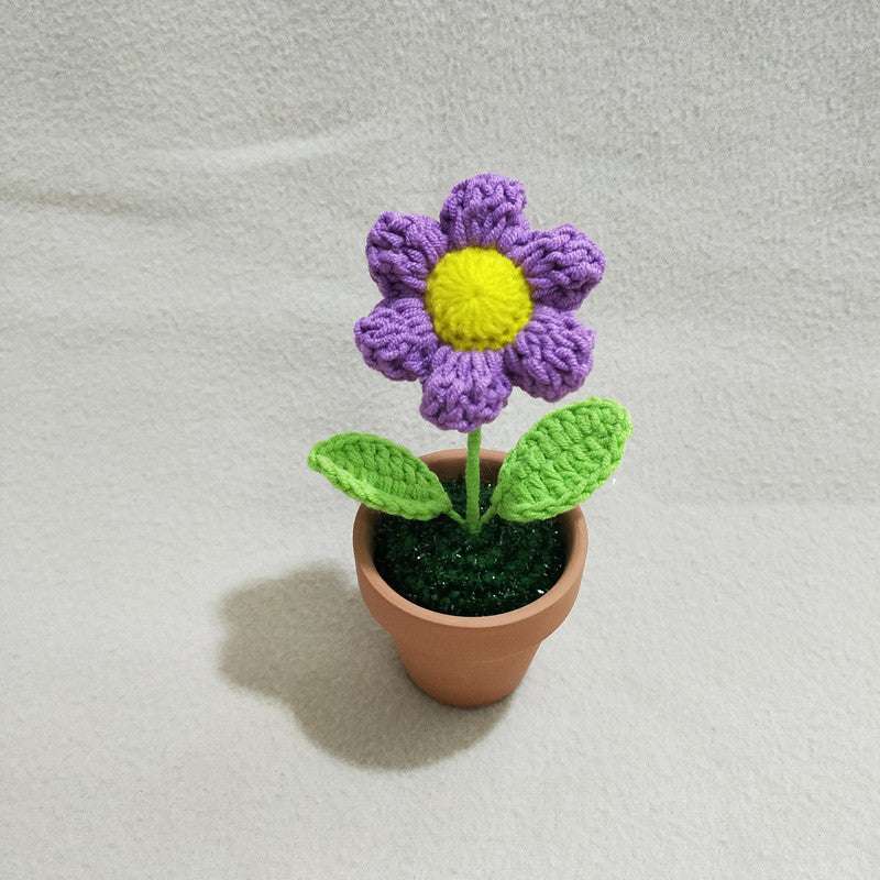 Desktop Decor, Handcrafted Sunflower Plant, Woolen Woven Potted Plant - available at Sparq Mart