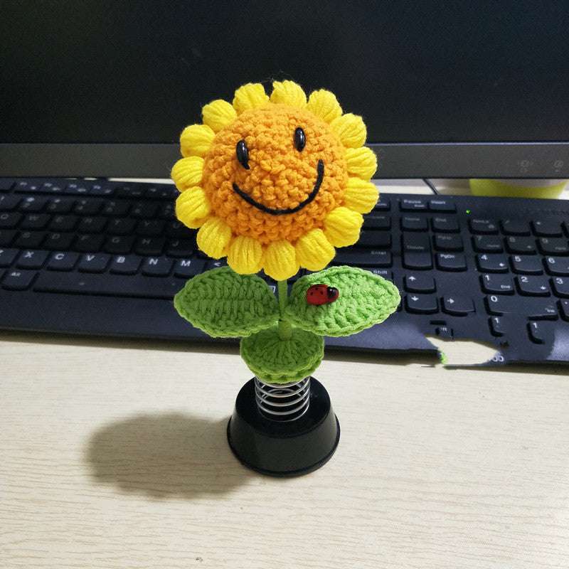 Desktop Decor, Handcrafted Sunflower Plant, Woolen Woven Potted Plant - available at Sparq Mart