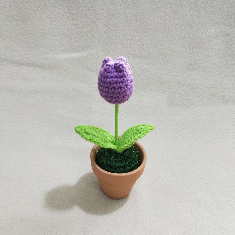 Desktop Decor, Handcrafted Sunflower Plant, Woolen Woven Potted Plant - available at Sparq Mart