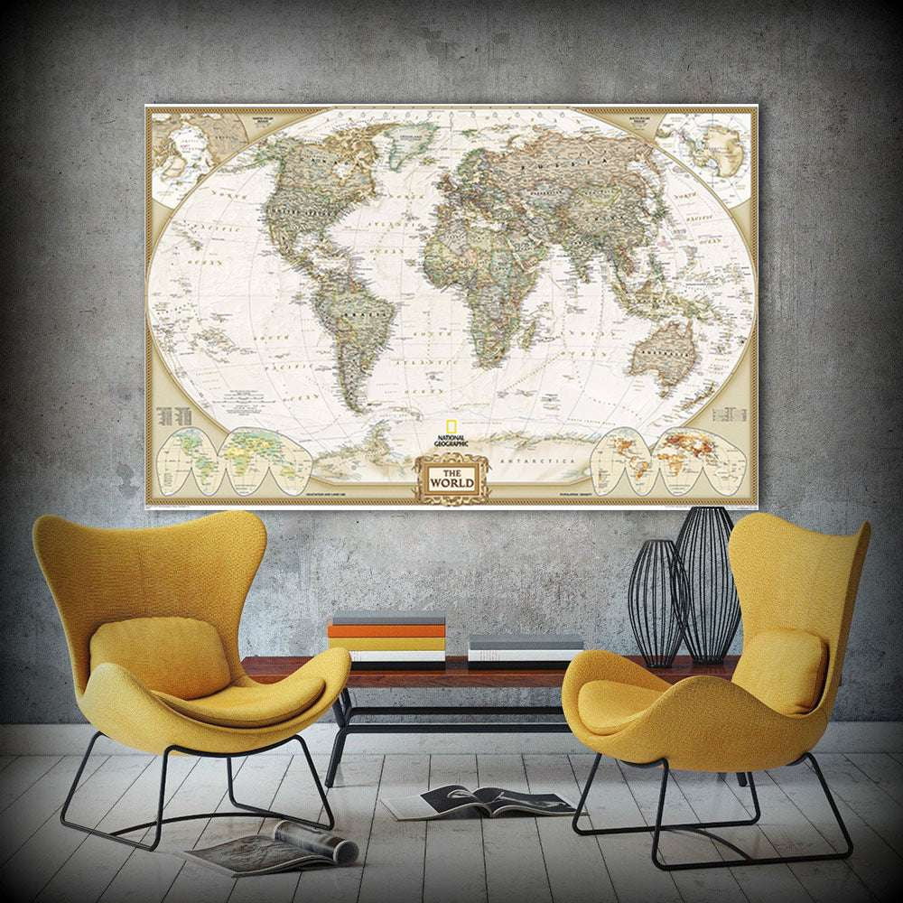 Canvas Map Decor, Living Room Maps, World Map Artwork - available at Sparq Mart