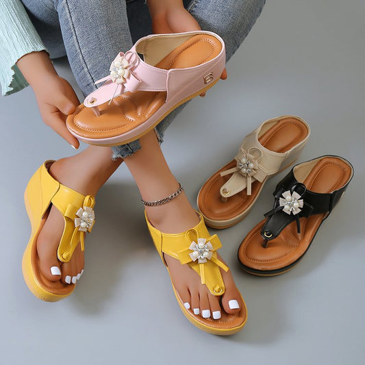 Chic Herringbone Footwear, Comfortable Summer Sandals, Floral Beach Flip Flops - available at Sparq Mart